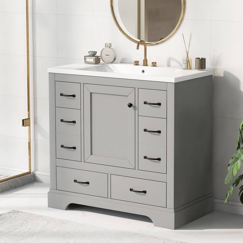 36" Bathroom Vanity with/without Sink Combo, Bathroom with 6